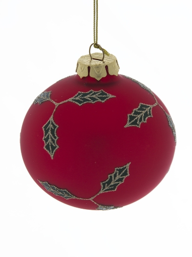Picture of 3.5" HOLLY LVS BALL ORNAMENT