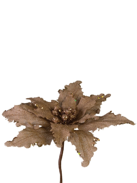 Picture of 9" BURLAP POINSETTIA PICK