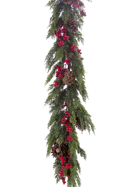 Picture of 5'CEDAR W/BERRY&CONES GARLAND