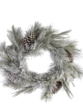 Picture of 24" FLOCKED PINE PINECONE MIX WREATH