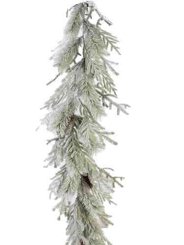 Picture of 6' FLCOKED PINE PINECONE GARLAND
