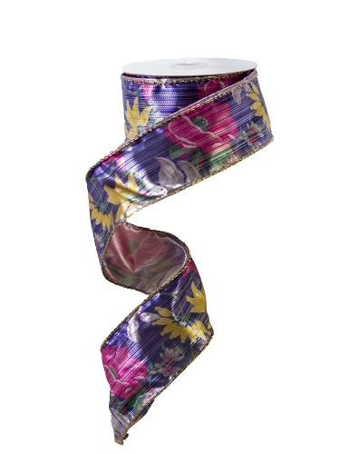 Picture of SPRING FLOWERS METALLIC WIRE EDGE RIBBON