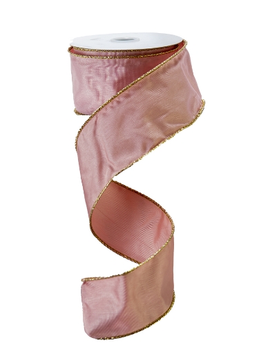 Picture of PINK AND GOLD SATIN WIRE EDGE RIBBON
