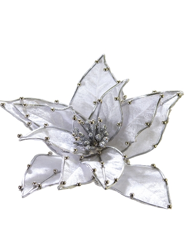 Picture of 7" VELVET POINSETTIA CLIP