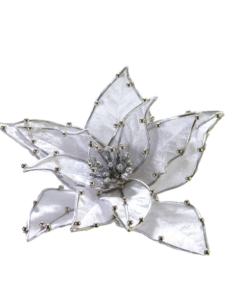Picture of 7" VELVET POINSETTIA CLIP