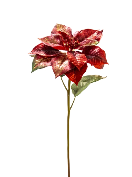 Picture of 24" GLITTER POINSETTIA STEM