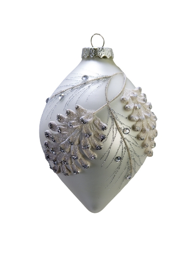 Picture of 5" OVAL PINECONE GLITTER ORNAMENT