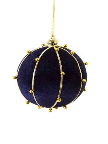 Picture of 4" BEADED VELVET BALL ORNAMENT