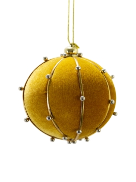 Picture of 4" BEADED VELVET BALL ORNAMENT