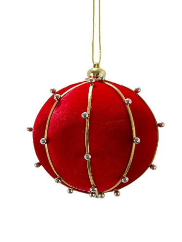 Picture of 4" BEADED VELVET BALL ORNAMENT