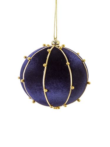 Picture of 5" BEADED VELVET BALL ORNAMENT