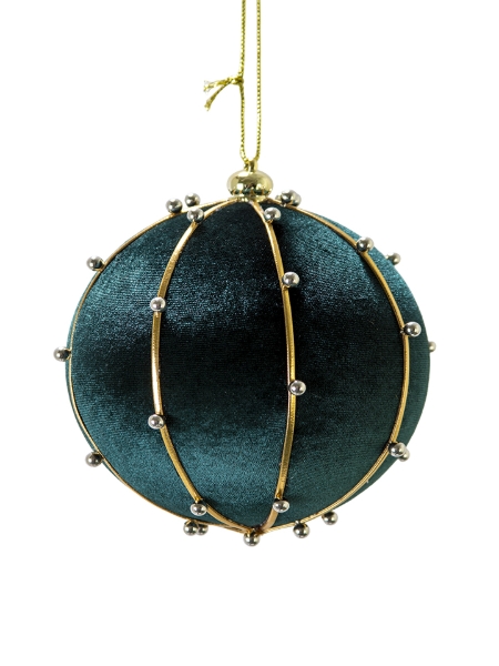 Picture of 5" BEADED VELVET BALL ORNAMENT