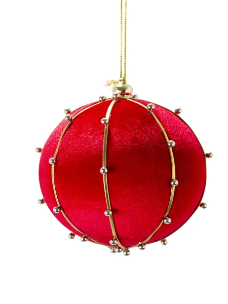 Picture of 5" BEADED VELVET BALL ORNAMENT