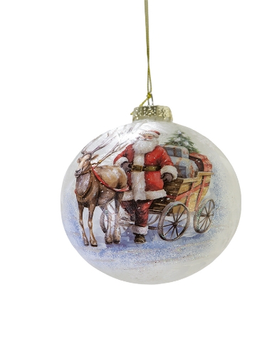 Picture of 4'' GLASS SANTA DEER ORNAMENT