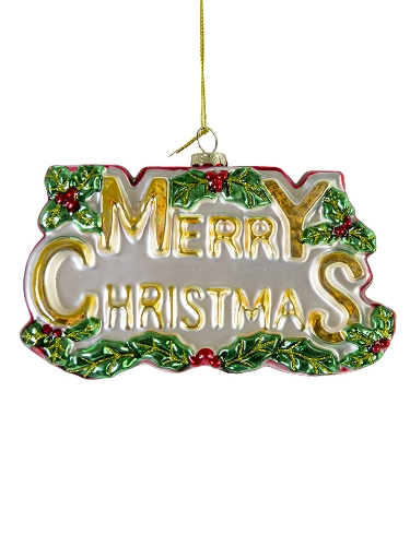 Picture of 5" GLASS MERRY CHRISTMAS ORNAMENT