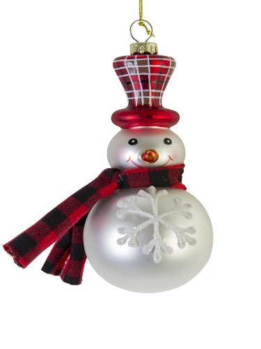 Picture of 5" GLASS SNOWMAN ORNAMENT