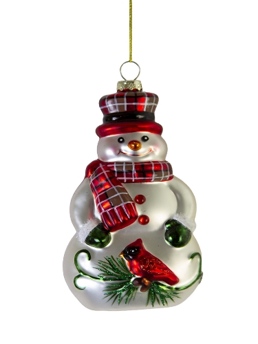 Picture of 5" GLASS SNOWMAN ORNAMENT