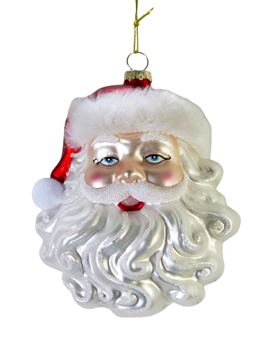 Picture of 5" GLASS SANTA HEAD ORNAMENT