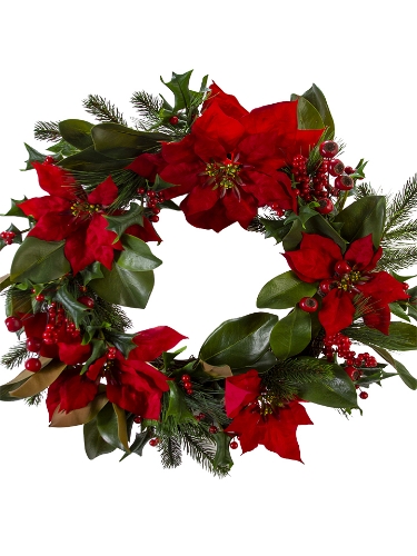Picture of 28" VELVET POINSETTIA WREATH