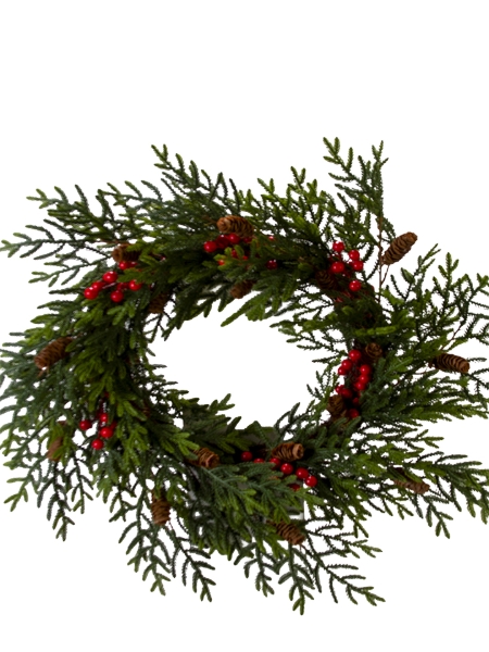 Picture of 28'' CYPRESS CONE  BERRY WREATH
