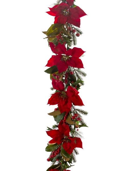 Picture of 63" VELVET POINSETTIA GARLAND